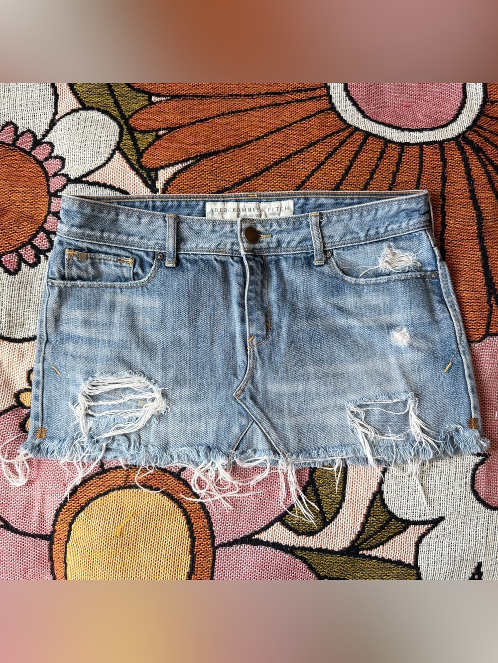 Vintage Y2K Abercrombie Low Rise Denim Mini Skirt Size 2
